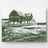 Plattelandslandschap houtsnede stijl boerderij hui fotoplaat (Voorkant)