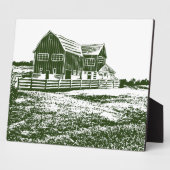 Plattelandslandschap houtsnede stijl boerderij hui fotoplaat (Zijkant)