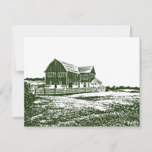 Plattelandslandschap houtsnede stijl boerderij hui kaart