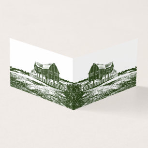 Plattelandslandschap houtsnede stijl boerderij hui kaart
