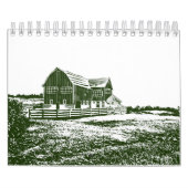 Plattelandslandschap houtsnede stijl boerderij hui kalender (Hoes)
