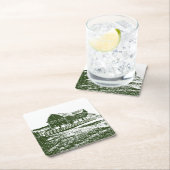 Plattelandslandschap houtsnede stijl boerderij hui kartonnen onderzetters (Insitu)