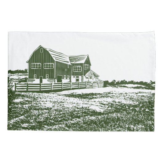 Plattelandslandschap houtsnede stijl boerderij hui kussensloop (Achterkant)