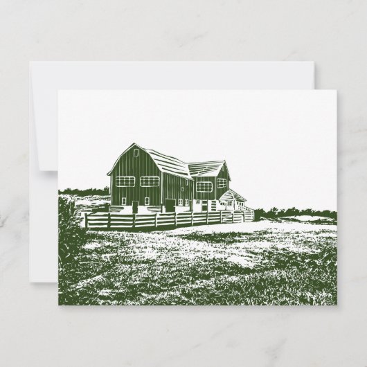 Plattelandslandschap houtsnede stijl boerderij hui notitiekaartje (Voorkant)