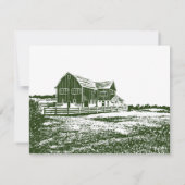 Plattelandslandschap houtsnede stijl boerderij hui notitiekaartje (Achterkant)