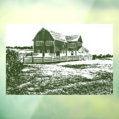 Plattelandslandschap houtsnede stijl boerderij hui raamsticker (Vel 3)