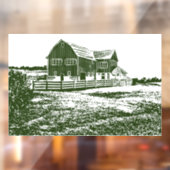Plattelandslandschap houtsnede stijl boerderij hui raamsticker (Vel 2)