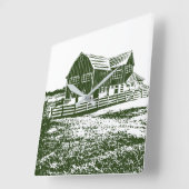 Plattelandslandschap houtsnede stijl boerderij hui vierkante klok (Hoek)
