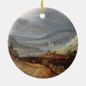 Plattelandslandschap met een boerenbridingpaarden, keramisch ornament (Achterkant)