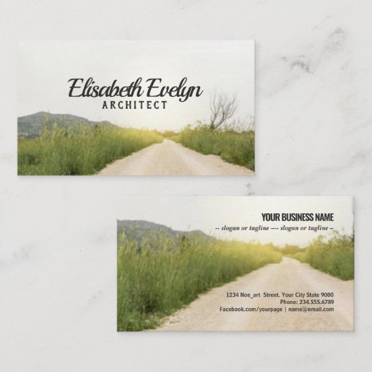 Plattelandslandschap met landweg visitekaartje (Voorkant / Achterkant)
