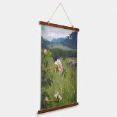 Plattelandslandschap met wilde rozen en koeien hangend wandkleed (Gebogen)