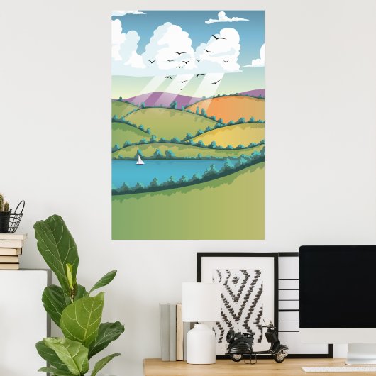 Plattelandslandschap. Poster (Thuiskantoor)