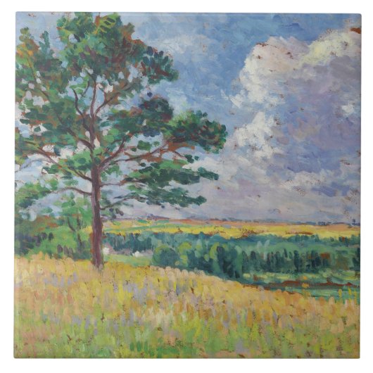 Plattelandslandschap rond Méréville, Frankrijk (ar Tegeltje (Voorkant)