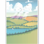 Plattelandslandschap. Sticker (Voorkant)