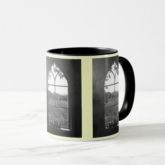 Plattelandslandschap uitzicht van kerkvenster mok (Voorkant rechts)