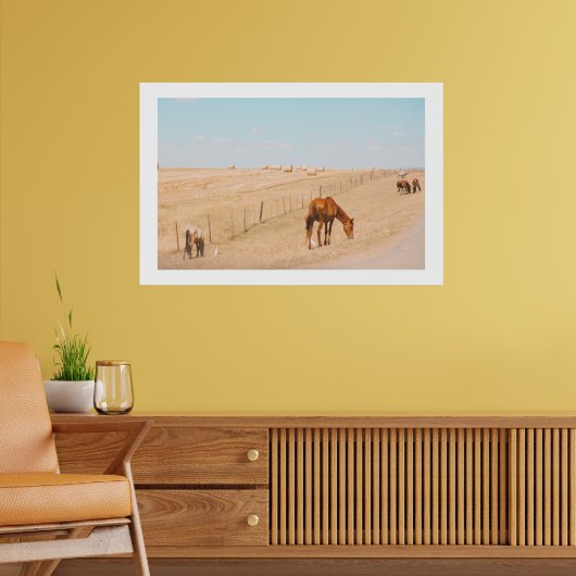 Plattelandslandschap Wilde Paarden Vallen Poster (Woonkamer 2)