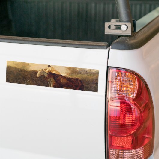 Plattelandsrendez (Romantic Kiss op Horseback) Bumpersticker (Op Truck)