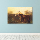 Plattelandsrendez (Romantic Kiss op Horseback) Canvas Afdruk (Insitu (Houten vloer))