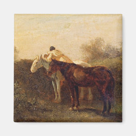 Plattelandsrendez (Romantic Kiss op Horseback) Magneet