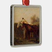 Plattelandsrendez (Romantic Kiss op Horseback) Metalen Ornament (Rechts)