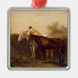 Plattelandsrendez (Romantic Kiss op Horseback) Metalen Ornament