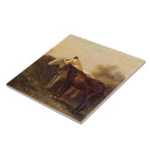 Plattelandsrendez (Romantic Kiss op Horseback) Tegeltje (Zijkant)