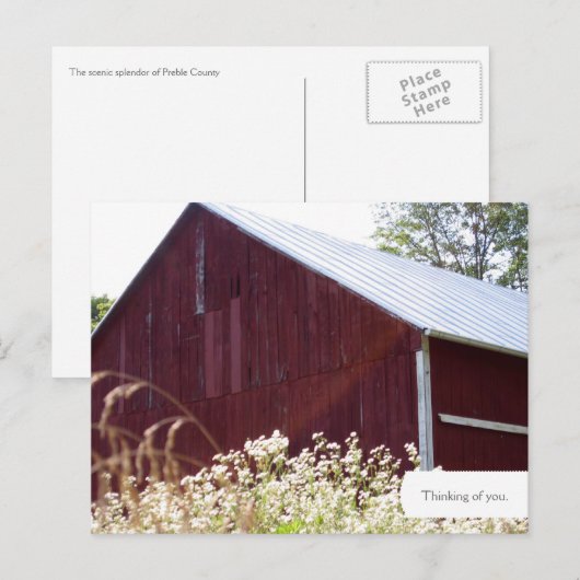 Plattelandsrode Boerderij Briefkaart (Voorkant / Achterkant)