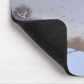 Plattelandsrustige wintersneeuwlandschap muismat (Hoek)