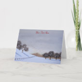 Plattelandssneeuwlandschap op kerst feestdagen kaart (Voorkant)