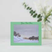 Plattelandssnijkunst met sneeuwscène feestdagenkaart (Staand voorkant)