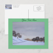 Plattelandssnijkunst met sneeuwscène feestdagenkaart (Voorkant / Achterkant)