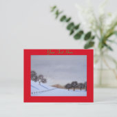 Plattelandssnijkunst met sneeuwscène feestdagenkaart (Staand voorkant)