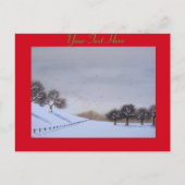 Plattelandssnijkunst met sneeuwscène feestdagenkaart (Voorkant)