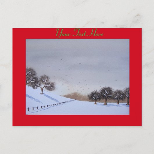 Plattelandssnijkunst met sneeuwscène feestdagenkaart (Voorkant)