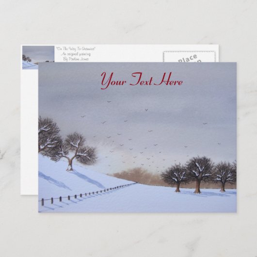 Plattelandssnijkunst met sneeuwscène feestdagenkaart (Voorkant / Achterkant)