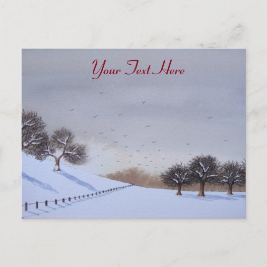 Plattelandssnijkunst met sneeuwscène feestdagenkaart (Voorkant)