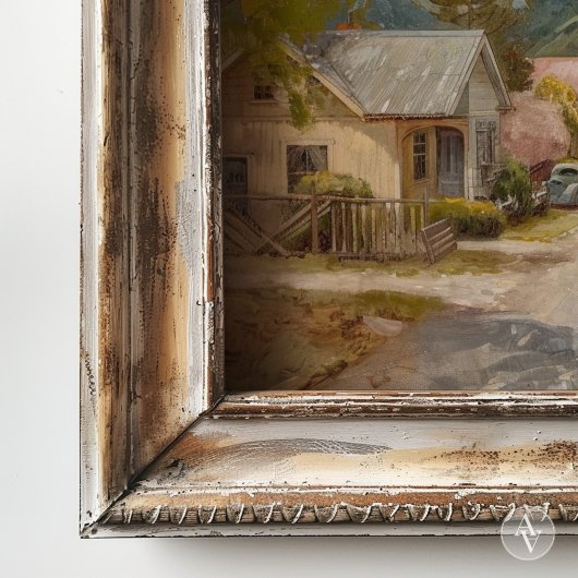  plattelandsstad schilderen rustieke gele auto poster