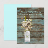 plattelandsuithuwelijks met roestblauwe schuur aankondigingskaart (Voorkant / Achterkant)