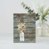 plattelandsuithuwelijks met roestblauwe schuur aankondigingskaart (Staand voorkant)