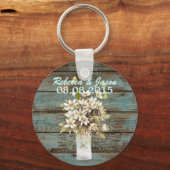 plattelandsuithuwelijks met roestblauwe schuur sleutelhanger (Voorkant)