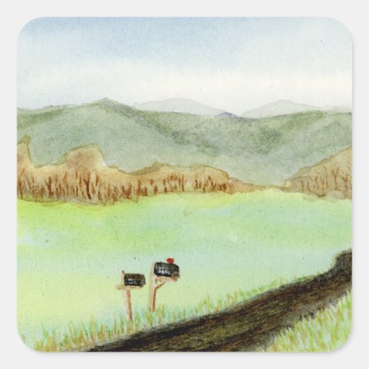 Plattelandsvrije levering vierkante sticker (Voorkant)