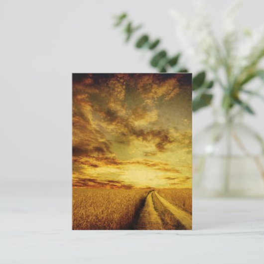 Plattelandsweg door het veld briefkaart (Staand voorkant)