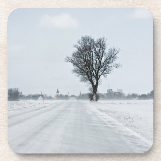 Plattelandswinterweg Drankjes Onderzetter (Voorkant)