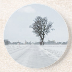 Plattelandswinterweg Zandsteen Onderzetter