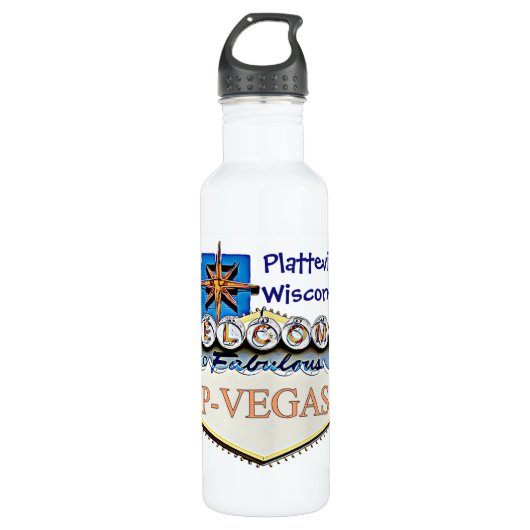 Platteville, Wisconsin P-Vegas Waterfles (Voorkant)