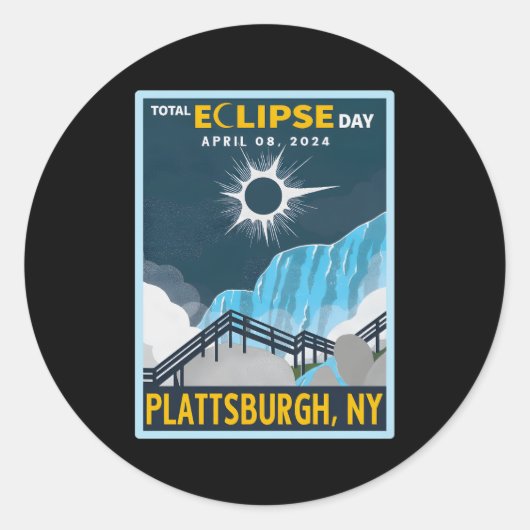 Plattsburgh New York totale zonsverduistering 2024 Ronde Sticker (Voorkant)