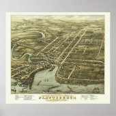 Plattsburgh NY, 1877: Old Print (Voorkant)