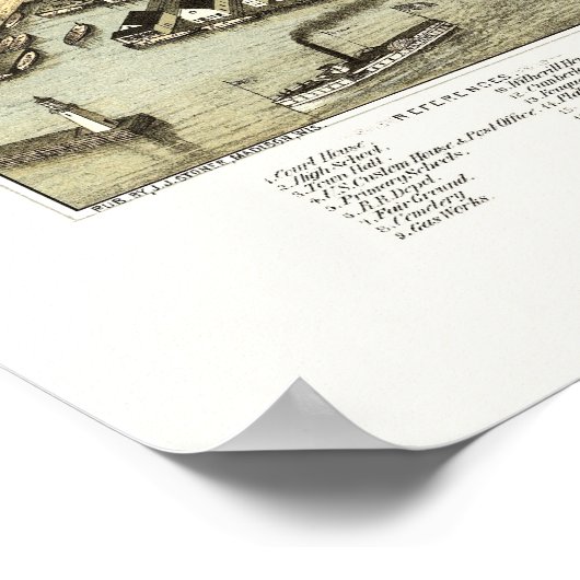 Plattsburgh, NY Panoramic Map - 1877 Poster (Hoek)