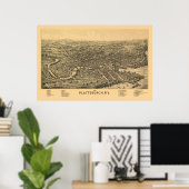 Plattsburgh, NY Panoramic Map - 1899 Poster (Thuiskantoor)