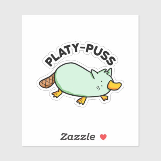 Platy-puss Funny Animal Pun Vinyl Sticker (Vel)